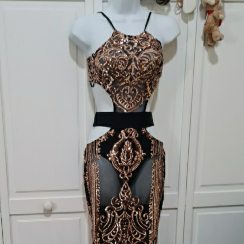 Black and Gold Sparkle Dress Banjul